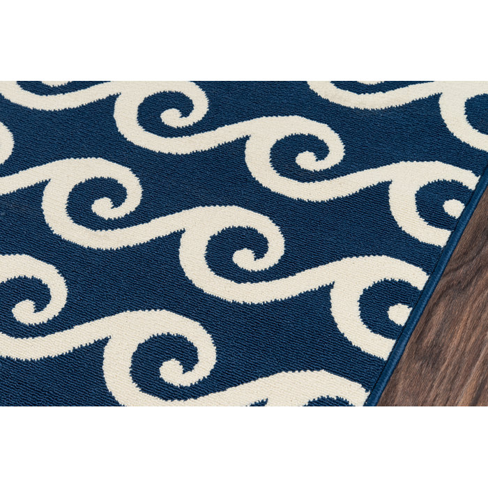 Breakwater Bay Yepez Navy Blue/White Indoor/Outdoor Rug & Reviews Wayfair